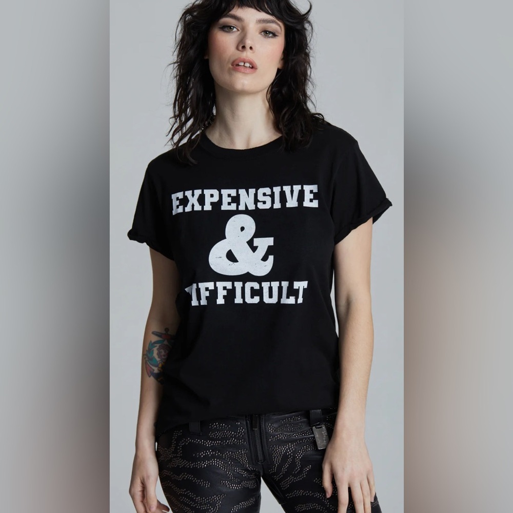 Teegrams Expensive & Difficult Black Graphic Tee